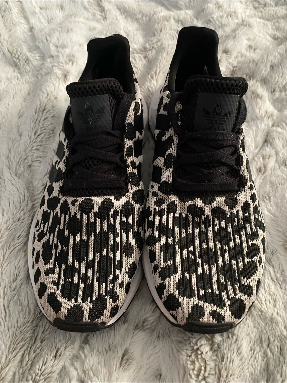 adidas Women’s Black & White Patterned Knit Trainers